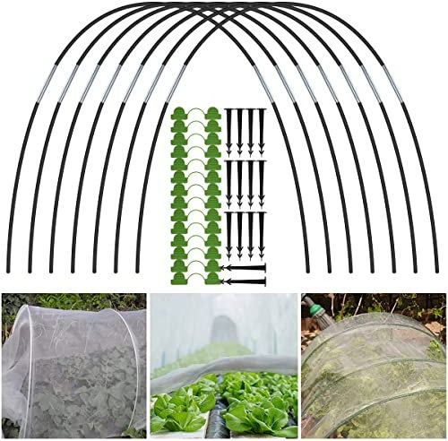 Eyoulife Lot de 21 tunnels pour plantes - Arches amovibles - En fibre de verre - Avec tube de connexion - Clip de fixation - Clous de sol - Robustes - Pour protéger les semis, design de serre (21