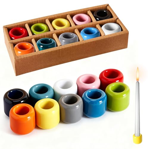 10 Stück Keramik Kerzenhalter Set, Farben Stabkerzenhalter, Keramik Kerzenständer, Kleiner Kerzenhalter, für Hochzeiten Geburtstage Feste Zaubersprüche Altar und Tischdekorationen