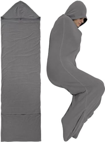 Sacco a pelo con cappuccio portatile, comoda coperta per campeggio e relax, per adulti e bambini, colore: grigio
