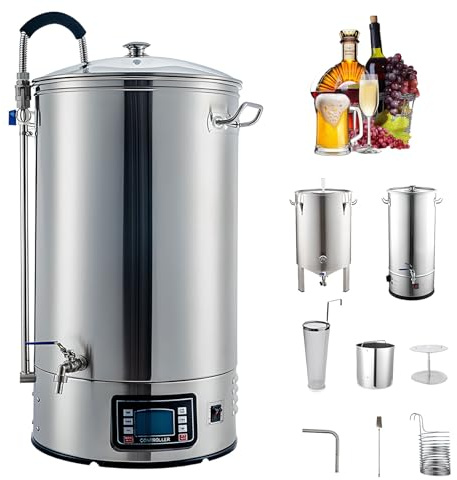 ZMJGLL 30L/40L/60L Elektrisches Heim-Bierbrausystem mit Auto-/Manuellen Modi, 100-2500W Leistung, 25-100℃ Temperaturregelung, Timer für Heim- & Gewerbebrauerei (Deluxe Edition 30L)