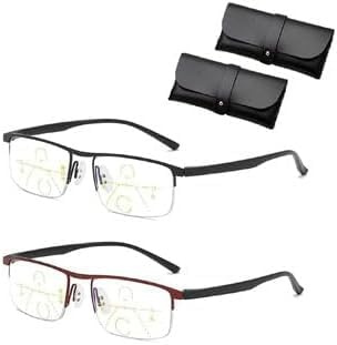 Intelligente Brille,Zoom-Brille,Brillen Dioptrien Verstellbar,Lesebrille Autozoom-Brilles Für Presbyopie Für Nah Und Fern,Anti-Blaulicht-Presbyopie-Brillen Für Männer,Frauen (Red+Black,+3.0)