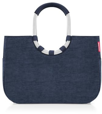 reisenthel loopshopper L twist navy – Stabile Tasche mit praktischen Fächern aus recycelten PET-Flaschen – Charmantes und wasserabweisendes Design