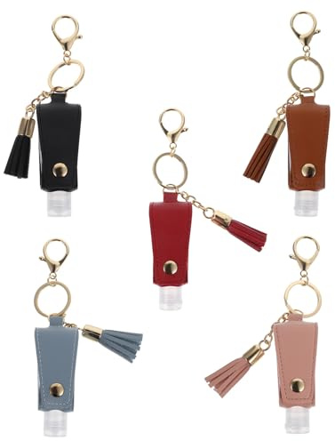 ULTECHNOVO Reiseparfümhalter aus Pu und Edelstahl 5 Stück Schlüsselanhänger 30 Ml Tropfsicher Leicht und für Unterwegs und Am Kinderwagen