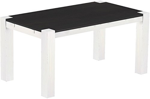 Esstisch Rio Kanto 160x90 cm Ebenholz Weiss Pinie Massivholz Größe und Farbe wählbar Esszimmertisch Küchentisch Holztisch Echtholz vorgerichtet für Ansteckplatten Tisch ausziehbar Brasilmöbel