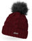 Neverless Damen Strick-Mütze gefüttert mit Fell-Bommel, Kunstfell, Winter-Mütze, Bommelmütze, Bordeaux Unisize