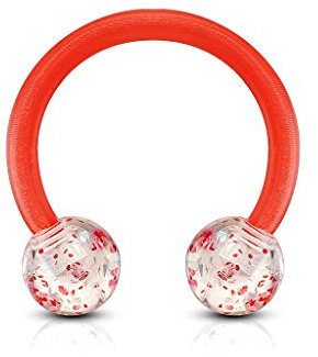 viva-adorno 1,2mm Hufeisen Piercing Lippenpiercing Augenbrauenpiercing Glitter Glitzer Kugeln flexibel Acryl Kunststoff Z528