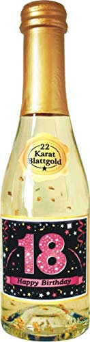 AV Andrea Verlag Pfeif auf's Alter 18 im Geschenke Set für Frauen und Männer zum Geburtstag mit Kräuterlikör oder Piccolo 22 Karat Blattgold Gold pink rosa schwarz (Piccolo HB pink 18 56016)