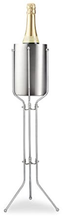 Relaxdays 10024731 Porte-Seau à Champagne, Acier Inoxydable, Support Bouteille vin INOX, Mousseux Pliable, 76 cm, Argent