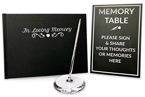 Funeral Memory Book | Condolence Book | Memorial Guest Book | Guest Book for Funeral Hardcover | Guestbook for Celebration of Life Memorial Service | Book of Condolence with Memory Table Card Sign