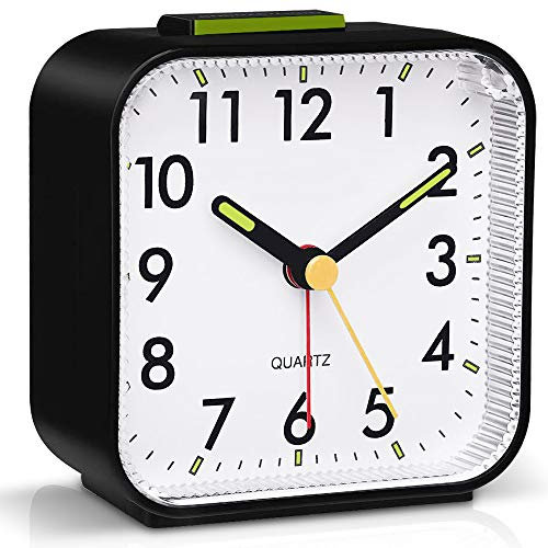 Tisaika Silent Alarm Clocks Bedside Non Ticking Battery Powered Table Clocks Luminous Large Display Snooze Light Function for Bedroom Office