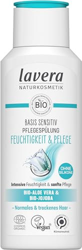 Lavera Basis Sensitiv, vegane Haarpflegespülung mit Bio-Aloe Vera und Bio-Quinoa, für empfindliche Kopfhaut, 1 x 200ml