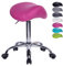 1stuff® Sattelhocker Sattelstuhl MULY - Sitzhöhe bis ca. 74cm - ergonomischer Rollhocker Bürohocker Arzthocker Arbeitshocker Praxishocker Drehhocker (Lederimitat pink)