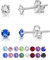 DTPsilver - 2 PAIRES de * MINI * Boucles d'oreilles/Clous en Argent Fin 925 et Cristaux de Swarovski® Elements Ronds - Diamètre: 3 mm - Couleur: Cristal Clair + Saphir Bleu