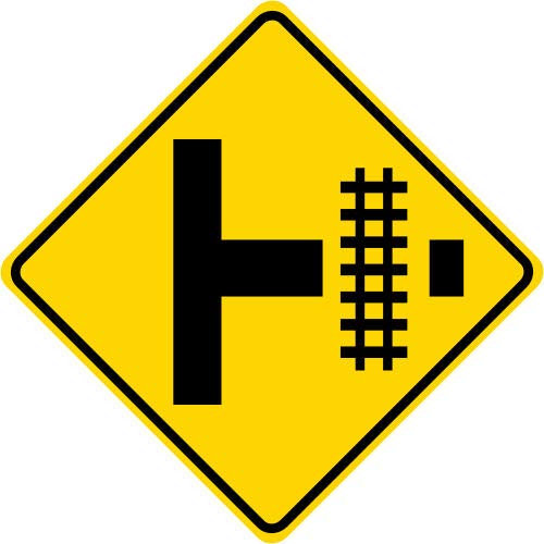 BCTS Cartello di avvertimento per ferrovia TRACKS T INTERSECTION cartello stradale in metallo, 30,5 x 30,5 cm