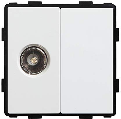 BSEED 1/2 TV con toma de corriente en blanco Blanco 86mm