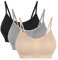 Vertvie Womens Strech Duenn Ohne Buegel Push up Yoga Sports BH Bra Top Set Fuer Fitnesstraining Polsterung 2er/3er Pack(Größe M/Etiketten L, Schwarz+Haut+Hellgrau)