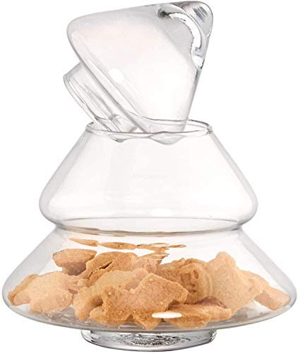 Clear glass Large Biscotti jar Christmas tree shape ornaments 28 cm H decoration 2 L/3.5 pints bonbon jar container sweet storage candy jar Handmade
