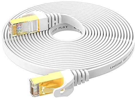 Lovicool Cat 7 Ethernet Cable Flat 5M White, High Speed Patch Cord Gigabit Internet Network Lan Patch Cable for Switch Xbox PS4 PS3 Modem Router PC 10Gbps 600Mhz/s