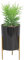 Sleepdown Halo Green Leaf Black Pot Stand Artificial Faux Plant for Home Office Bathroom Decor Indoor Decoration Aesthetics, Medium