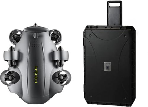 FIFISH V6 Expert Unterwasser Drohne, QYSEA Unterwasser Drone mit 6 Stunden Arbeitszeit, 4K Kamera, AI-Vision-Sperre, 360 ° Omnidirektionale Bewegung, ROV mit Tiefe halten, Haltungssperre(200M)