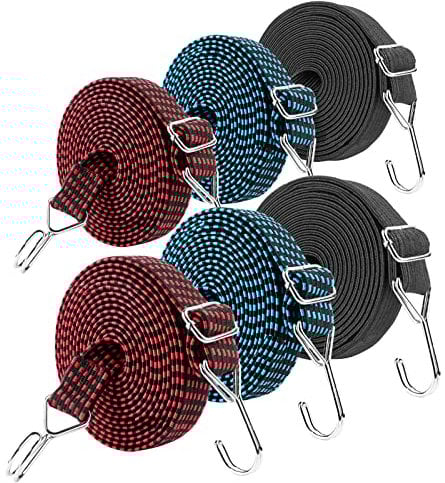 UNIDEAL 6 Pezzi Elastico con Gancio, 2M Corde Elastiche con Gancio Tenditori, Regolabili per Cinghie Elastiche portapacchi, Portapacchi Tenditori per Giardinaggio, Trasporto, Bicicletta
