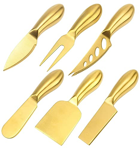 Perfeclan -Käsewerkzeug-Set Käsehobel, Käsebesteck, Käsemesser-Set, für Käsehobel und Butterschneider, 6 STÜCKE Golden