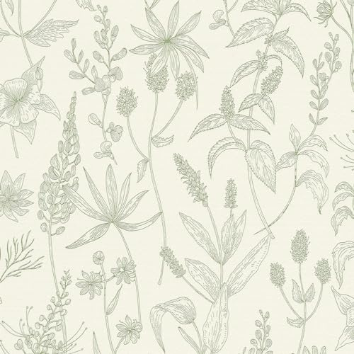 Country Style Wallpaper Wall Profhome 373635-GU Non-Woven Wallpaper Slightly Textured with Floral Pattern matt Green Silver White 5.33 m2 (57 ft2)