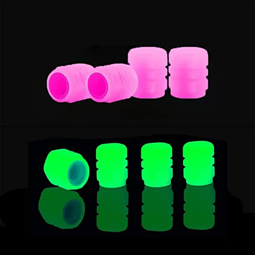 8 Stück Fluoreszierende Autoreifen Ventilkappen,Allgemeine Fluoreszierende Reifen Ventilkappen Fahrrad Auto Beschriftet Fashion Stem Cover für Auto,Motorräder,Fahrrad Glowing in Dark(rosa grün)