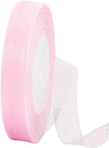 15mm Rose Clair Ruban en Mousseline de Soie Transparente pour Emballage Cadeau,45m Organza Tissu Rubans Décoration Cadeau Noel Anniversaire Bouquet Mariée Mariage Décoration & Bricolage DIY
