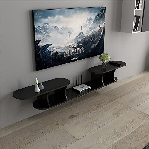 WANLIAN Soporte de TV Flotante montado en la Pared 55 Pulgadas, Centro de Entretenimiento Flotante, Estante de Consola de Medios de Madera para Almacenamiento Debajo de la TV para Sala de Estar