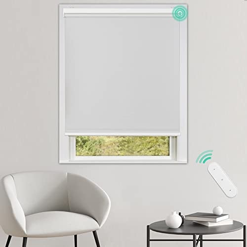 Allesin Stores Enrouleur Occultant Électriques avec ou sans Perçage, avec Moteur & Télécommande, pour fenêtre ou Porte, 100% Protection Solaire, Blanc 50 x 120 cm (l x L)