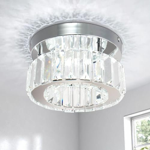 Kristall Deckenleuchte Kronleuchter Pendelleuchte Luxuri?s Kristall Lampe Flur Deckenlampe Flur Schlafzimmerlampe Lampe Wohnzimmer mit Helle Lichter für Schlafzimmer Flur Proch (Rund-Cool)