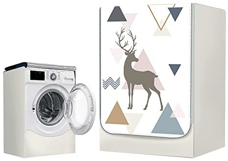 Odot Funda Lavadora Exterior Impermeable, Universal Cubierta para Lavadora y Secadora Carga Frontal, Funda de Protección Solar Antipolvo con Cremallera (L-Capacidad 10,5~12 kg,triangulo de Color)
