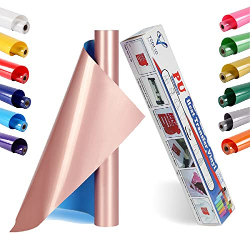 VEGIXO Heat Transfer Vinyl – Rose Gold Soft Mettalic 12inch x 8 Feet Iron on Vinyl Roll for Cricut & Cricut Heat Press,HTV Vinyl is Easy to Cut & Weed