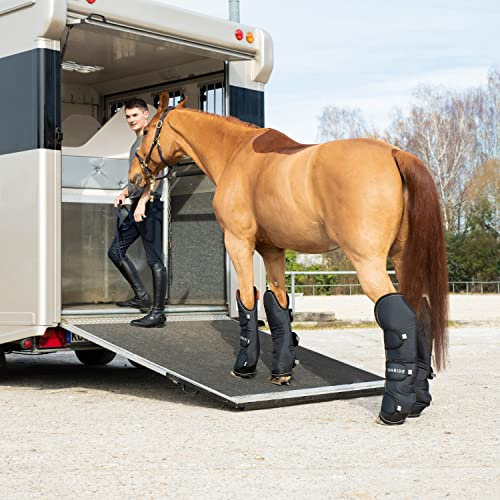 SUNRIDE Transportgamaschen für Pferde (4er Set) - mit reflektierenden Streifen - wasserdicht und atmungsaktiv - schützt das Pferdebein optimal vor Verletzungen (Cob)