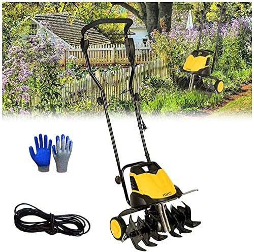 XCC Garden Gear Electric Garden Tiller,Cultivator Rotavator,6 Blades,tillage depth 22cm,Plow width 45cm,Folding Rotary Motor Hoe,for Lawn,Vegetable Patch