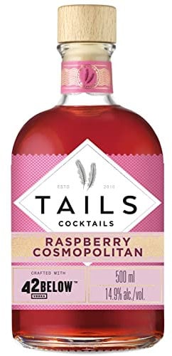 Tails Cocktails Raspberry Cosmopolitan, mit 42BELOW Wodka gemixt, Ready-To-Drink Getränke-Mix für 4 servierfertige, aromatische Cocktails in Sekunden, 14,9 Vol-%, 50 cl/500 ml