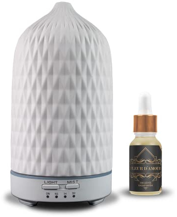 Aroma Diffuser AS Mini (Diamond) | von Reima | Ultraschall Luftbefeuchter | inkl. hochwertigem Parfümöl Fleur d'Amour | Mandarine, Jasmin & Vanille