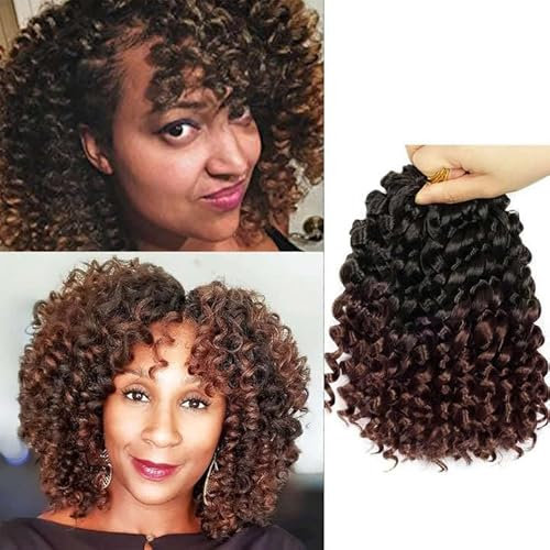 QUEENTAS 3 Paquet Passion Twist Hair Crochet Braids Faux Locs Court Cheveux Kanekalon Crochet Braids Bouclé pour Femme 36 racines (8inch, 1B/30)
