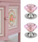 Elistonie Crystal Self Adhesive Knobs for Mirror Cabinet, Dresser Drawer & Cupboard - 40mm Diamond Shaped Glass Knobs (2, Pink & Silver)