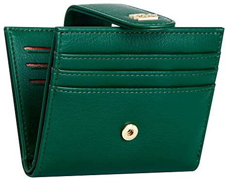 GEEADNB Petit portefeuille pour femme - Mini portefeuille en cuir synthétique - Format court - Avec 11 compartiments pour cartes, vert foncé, Classique