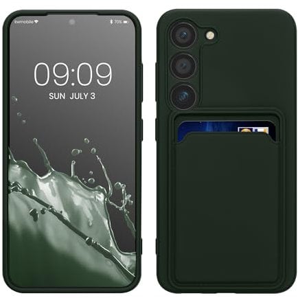 kwmobile Handyhülle kompatibel mit Samsung Galaxy S23 Hülle - Handy Cover mit Fach für Karten - in Dunkelgrün