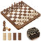 Sarr Klith Chess Set and Checkers 2 IN 1, 16 Wooden Chess Board Game for Kids Adults, Foldable Chess Board Set with 2 Extral Queen, Gifts for Women Men, Gifts Toys for Boys Girls