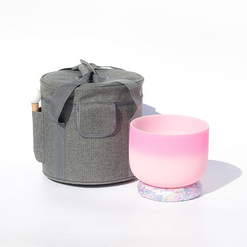 8/10-Zoll-Matt-Kristall-Sing-Schüssel Set, 7 Chakren Soundheilung Percussion mit Tragetasche, Seidenbrokat-Kissenring, Geschenk for Yoga-Meditation (Color : C, Size : 8 Inch)