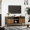 Mondeer TV Unit, TV Stand Cabinet for up to 50'' TV, TV Table with 2 Doors and Adjustable Shelves, for Living Room Bedroom, Industrial Style, Rustic Brown and Black, W108 x H52.5x D40 cm