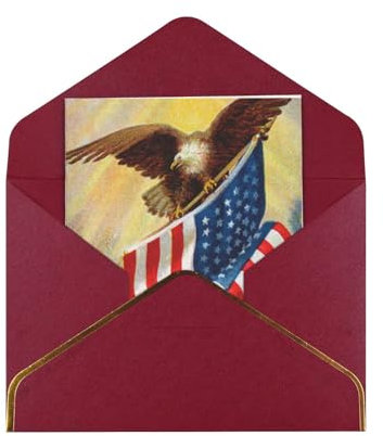 Grußkarte mit amerikanischer USA-Flagge, Adler-Kunst, blanko, mit Umschlag. Weihnachtskarten, Halloween-Karten, Geburtstagskarten, Dankesbriefe, Anreizkarten.