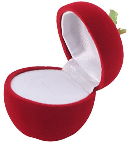 ANKROYU Beflockte Ringbox in Apfelform, Niedliche Ringbox, Rot Ring-Aufbewahrungsbox, Ehering-Box in roter Apfelform, Schmuck-Aufbewahrungsbox Für Verlobung Und Zeremonie