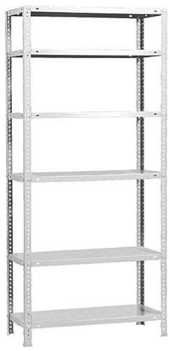 PROREGAL Scaffale imbullonato PANDA TALL | AxLxP 200x90x40cm | 6 ripiani | Portata per ripiano 100kg | Bianco | Scaffale indipendente Scaffale da cantina