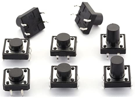 Industrielle Schalter 12 x 12 x H = 4,3/5/6/7/7,5/8/8,5/9/9,5/10/11/12/13/14/15/16 mm hoch 4-poliger DIP-Tactile-Takt-Druckknopf-Mikroschalter mit Selbstrückstellung elektronischer Schalter