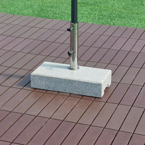 casa.pro Piedistallo per Ombrellone Base di Supporto per Palo da 25 mm / 32 mm / 38 mm / 49 mm Blocco di Granito di Forma Rettangolare con Adattatore in Acciaio Inox e 3 Annelli Restringenti